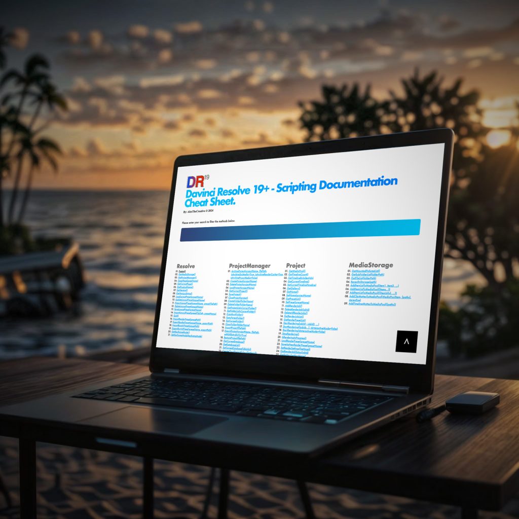 Davinci Resolve Scripting Documentation Cheat Sheet version 4 (DaVinci Resolve 19+)